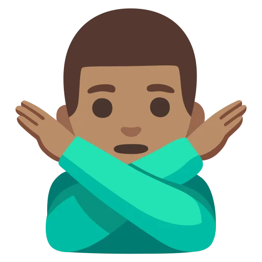The man gesturing no: medium skin tone emoji.