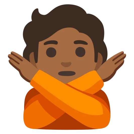 The person gesturing no: medium-dark skin tone emoji.