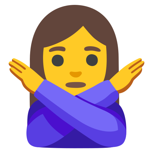 The woman gesturing no emoji.