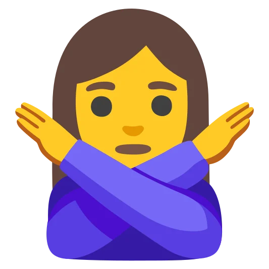 The woman gesturing no emoji.