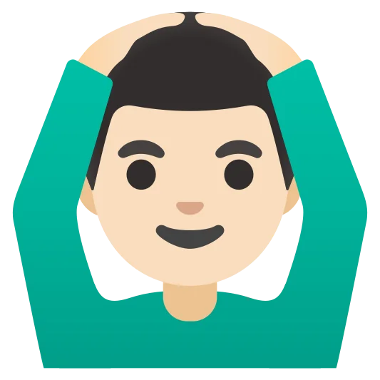 The man gesturing ok: light skin tone emoji.