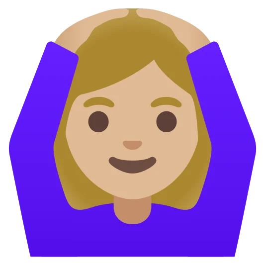 The woman gesturing ok: medium-light skin tone emoji.