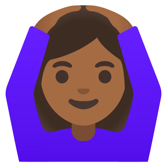 The woman gesturing ok: medium-dark skin tone emoji.