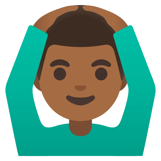 The man gesturing ok: medium-dark skin tone emoji.