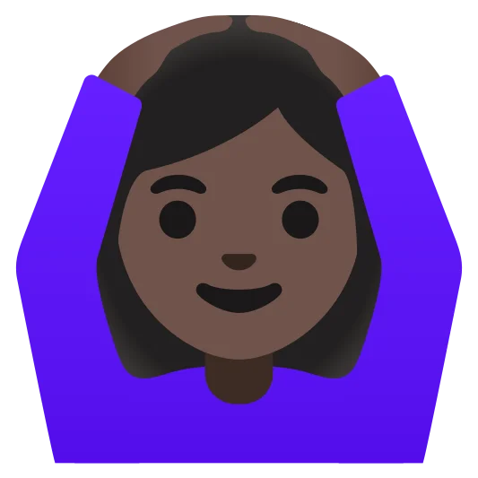 The woman gesturing ok: dark skin tone emoji.
