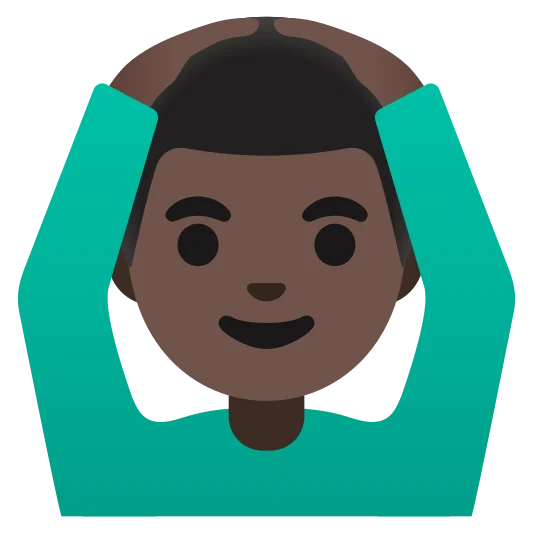 The man gesturing ok: dark skin tone emoji.