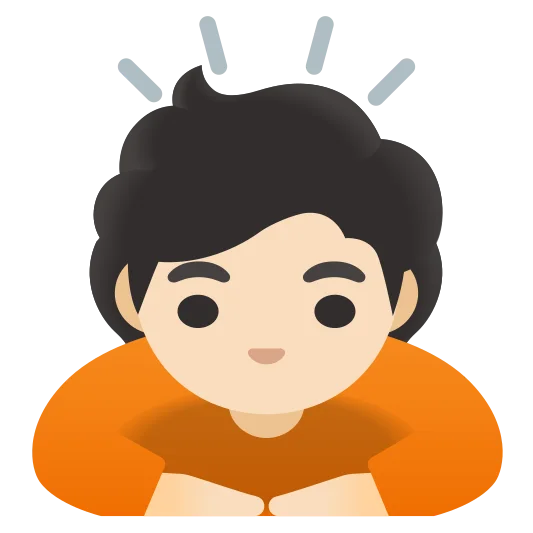 The person bowing: light skin tone emoji.