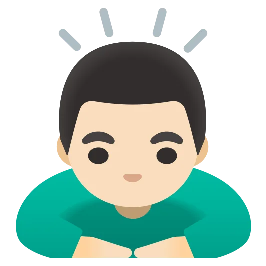 The man bowing: light skin tone emoji.