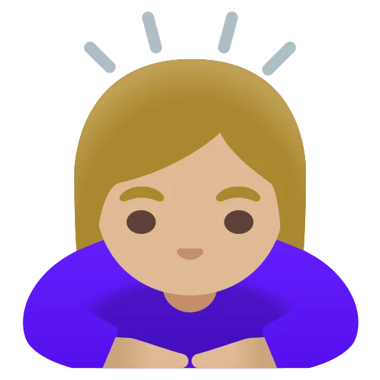 The woman bowing: medium-light skin tone emoji.