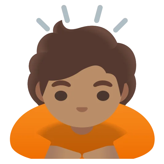 The person bowing: medium skin tone emoji.