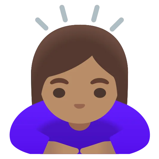 The woman bowing: medium skin tone emoji.