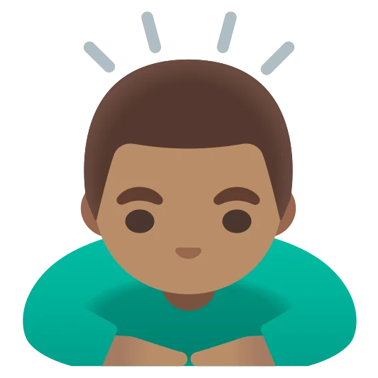 The man bowing: medium skin tone emoji.