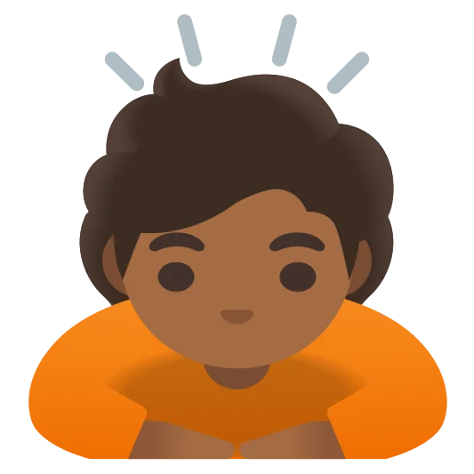 The person bowing: medium-dark skin tone emoji.