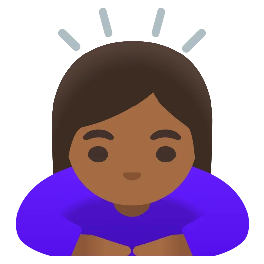 The woman bowing: medium-dark skin tone emoji.