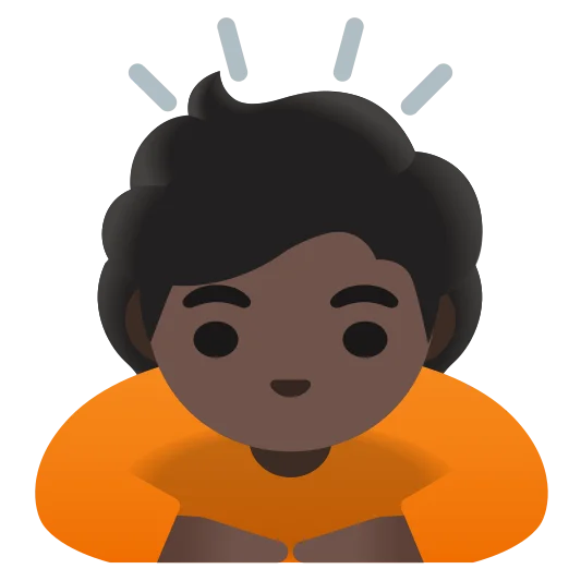 The person bowing: dark skin tone emoji.