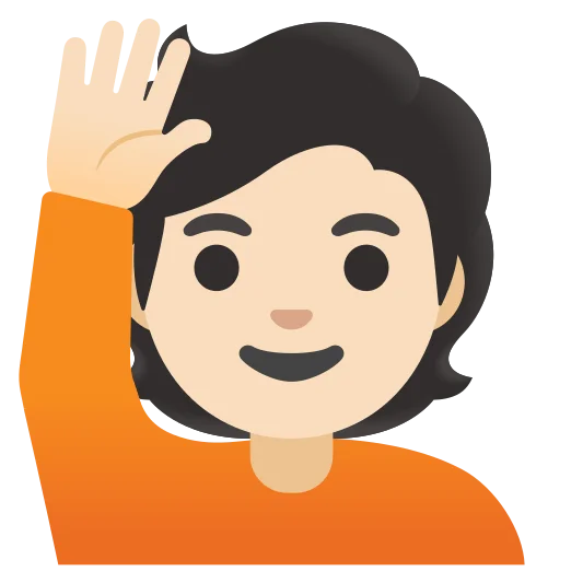 The person raising hand: light skin tone emoji.