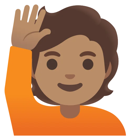 The person raising hand: medium skin tone emoji.