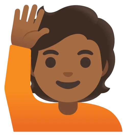 The person raising hand: medium-dark skin tone emoji.