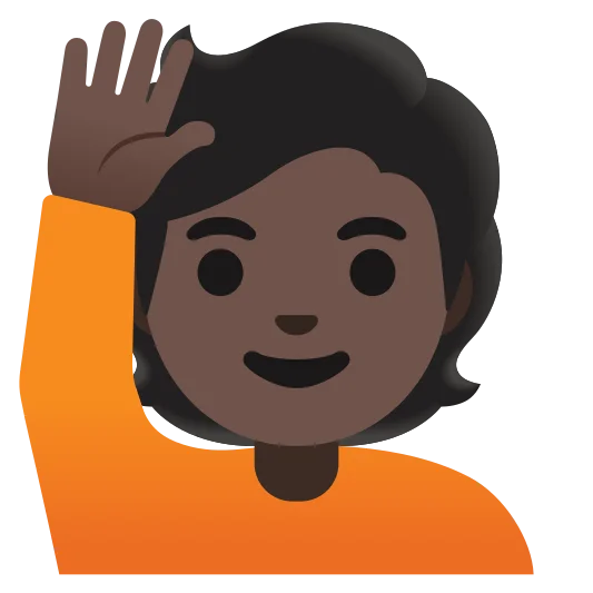 The person raising hand: dark skin tone emoji.