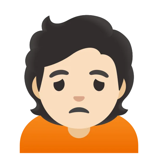 The person frowning: light skin tone emoji.