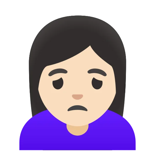 The woman frowning: light skin tone emoji.