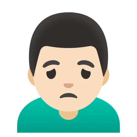 The man frowning: light skin tone emoji.