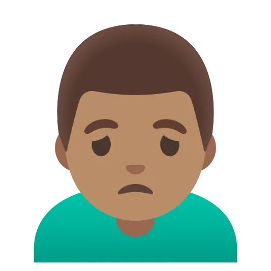 The man frowning: medium skin tone emoji.