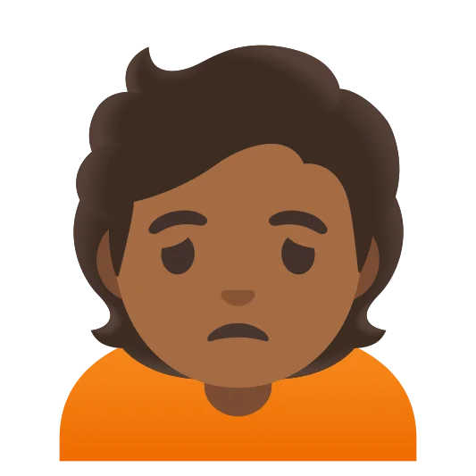 The person frowning: medium-dark skin tone emoji.