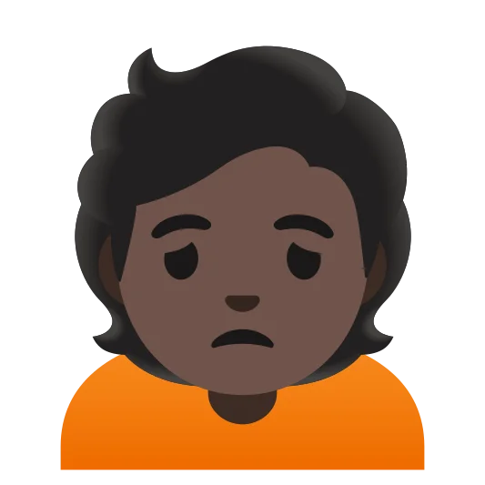 The person frowning: dark skin tone emoji.