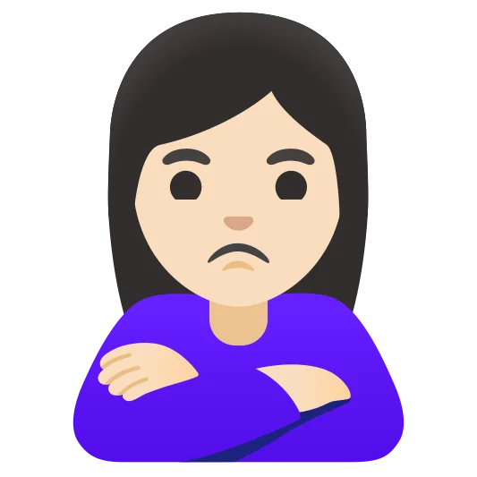 The woman pouting: light skin tone emoji.