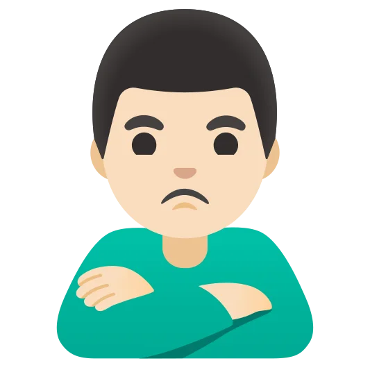 The man pouting: light skin tone emoji.