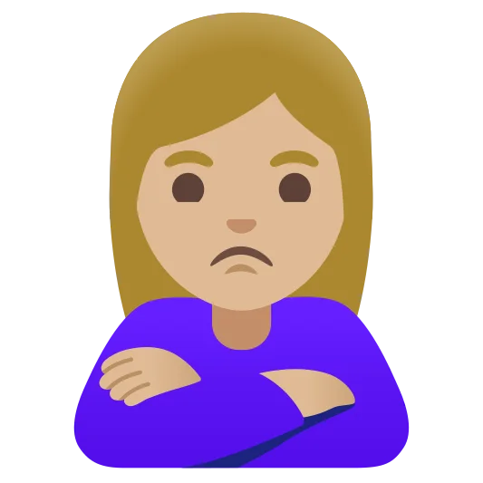 The woman pouting: medium-light skin tone emoji.