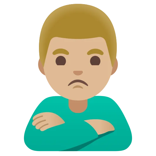 The man pouting: medium-light skin tone emoji.