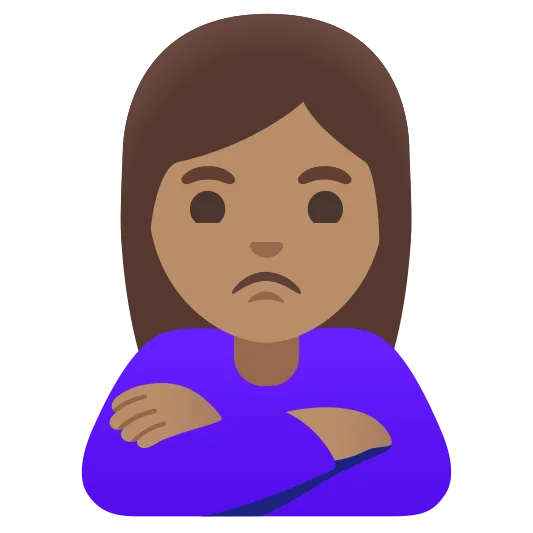 The woman pouting: medium skin tone emoji.