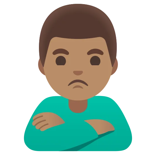 The man pouting: medium skin tone emoji.