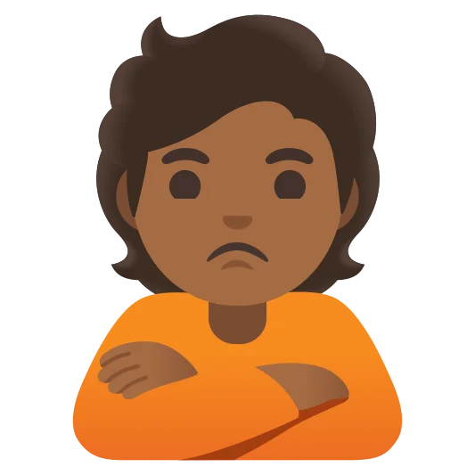 The person pouting: medium-dark skin tone emoji.