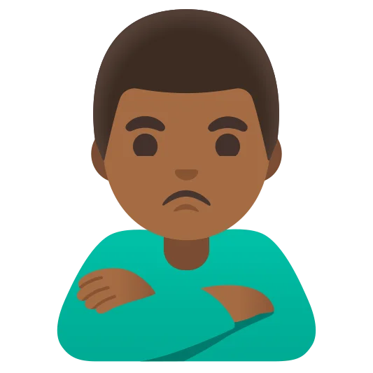 The man pouting: medium-dark skin tone emoji.