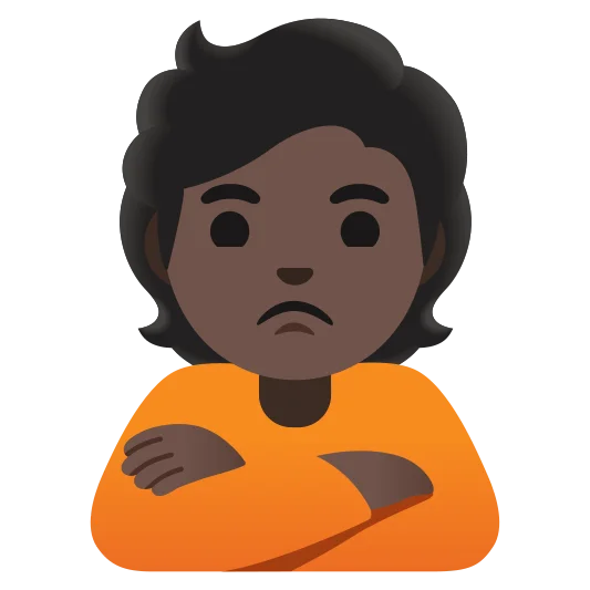 The person pouting: dark skin tone emoji.