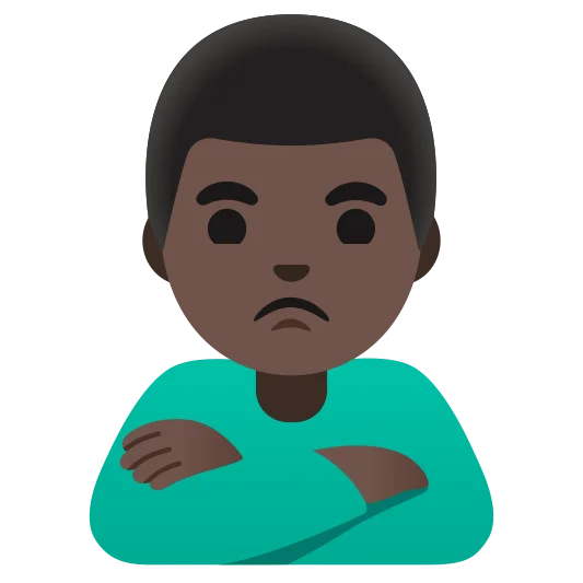 The man pouting: dark skin tone emoji.