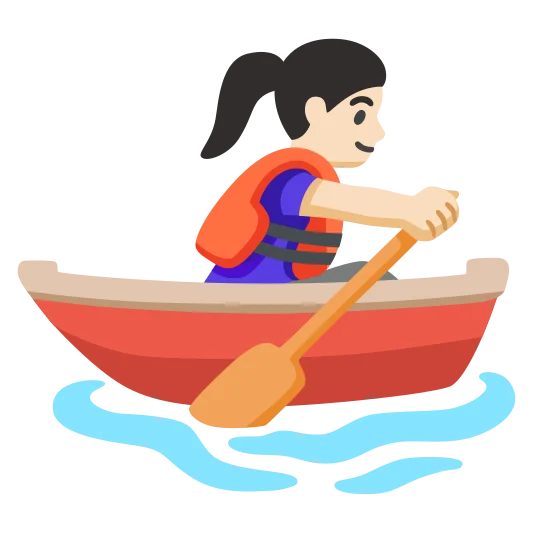 The woman rowing boat: light skin tone emoji.