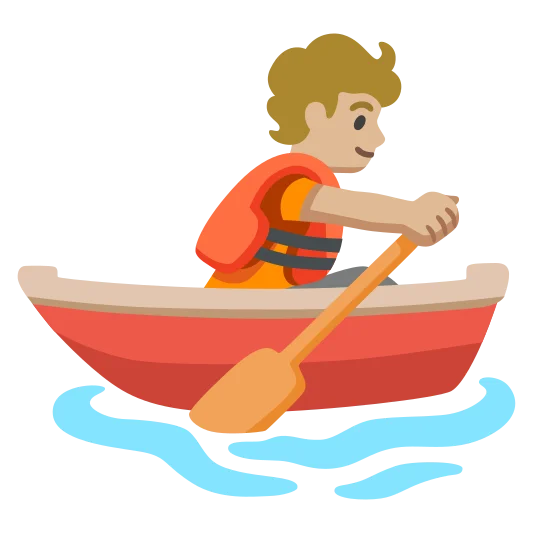 The person rowing boat: medium-light skin tone emoji.