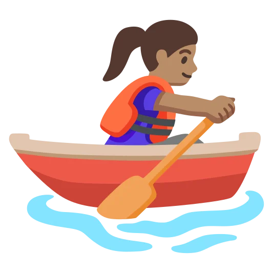 The woman rowing boat: medium skin tone emoji.
