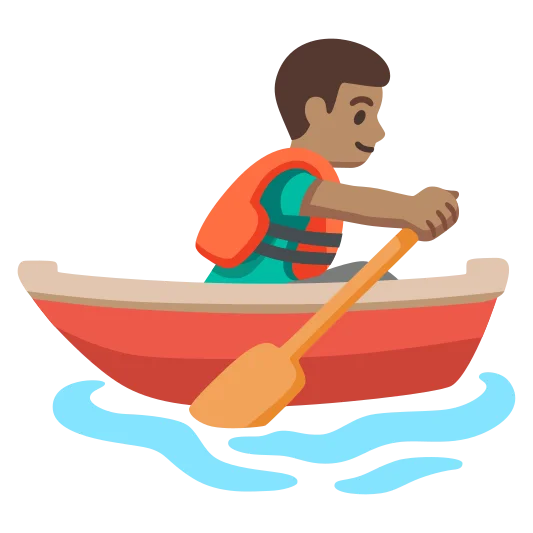 The man rowing boat: medium skin tone emoji.