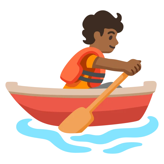 The person rowing boat: medium-dark skin tone emoji.