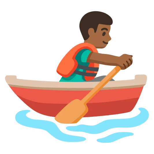The man rowing boat: medium-dark skin tone emoji.