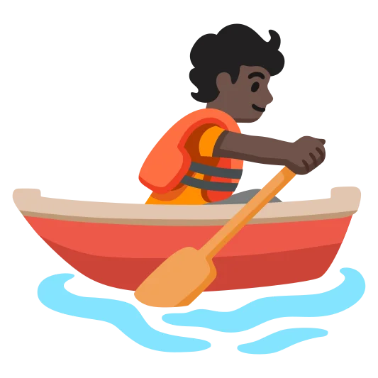 The person rowing boat: dark skin tone emoji.