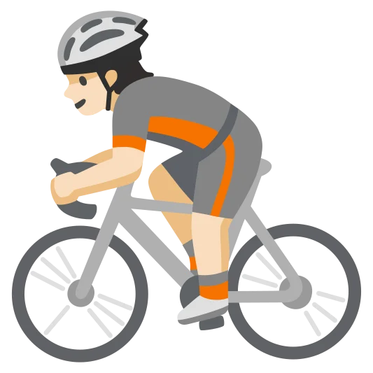 The person biking: light skin tone emoji.