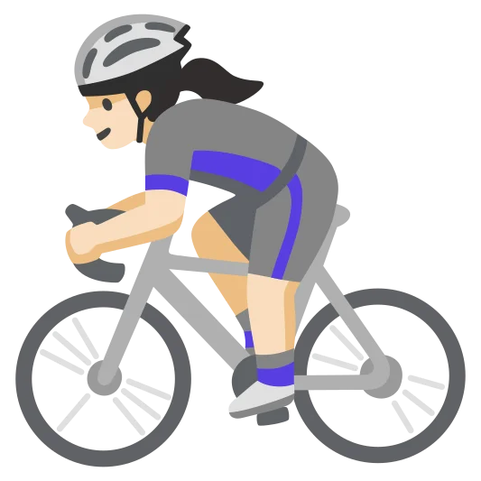 The woman biking: light skin tone emoji.