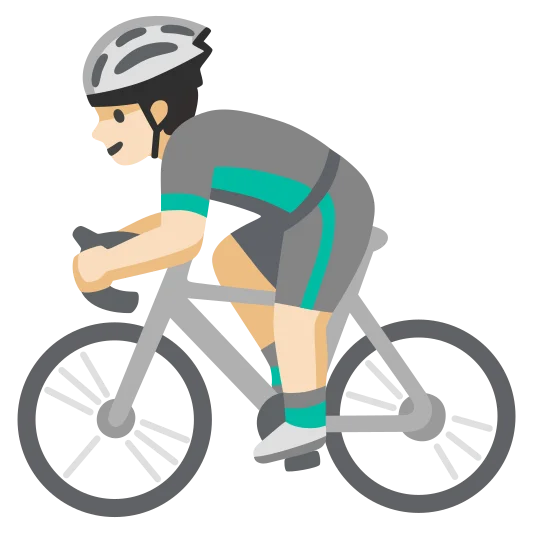 The man biking: light skin tone emoji.