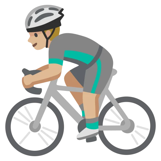 The man biking: medium-light skin tone emoji.